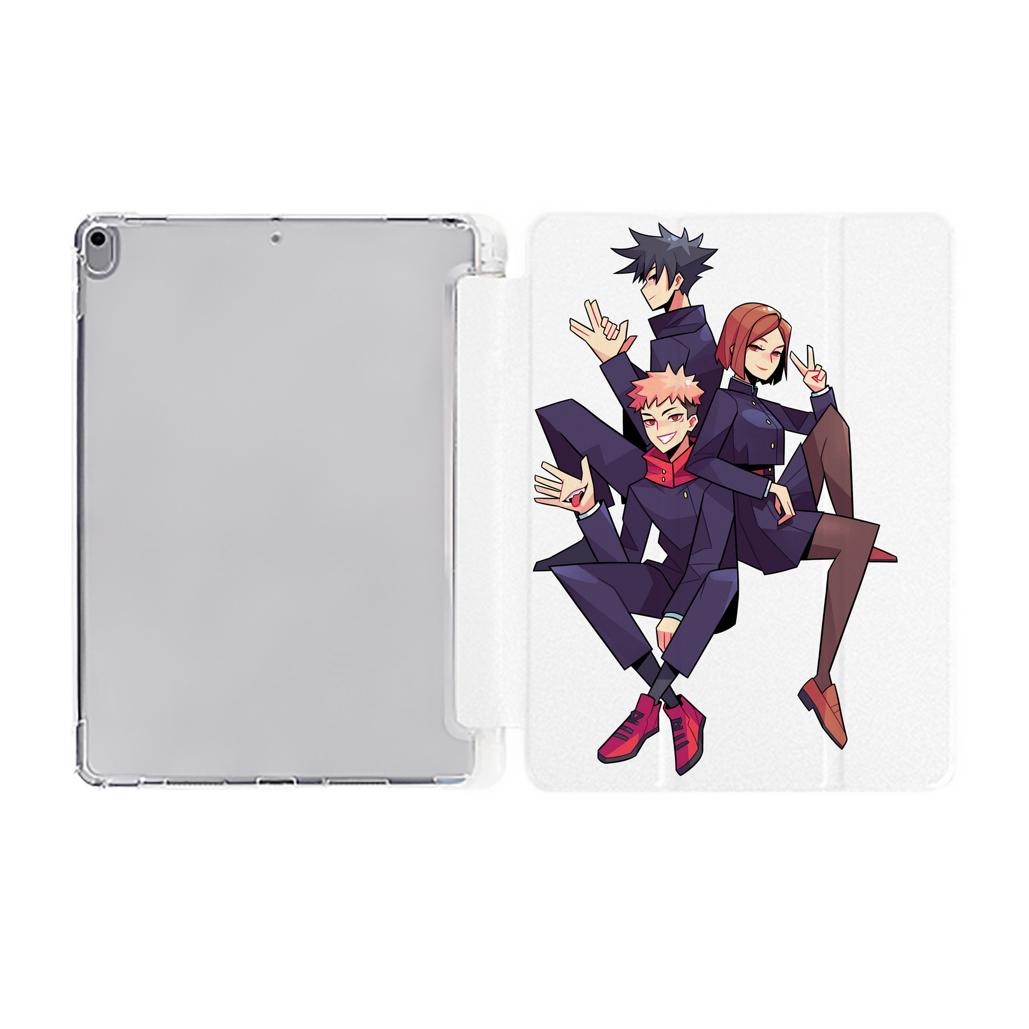 （画像用） 呪術廻戦 Jujutsu Kaisen IPad ケース ペン収納付き 三つ折りスタンド PUレザー×シリコン 対応機種9.5/10.5/10.9インチ